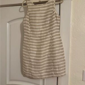 Banana Republic Beige and White Striped Mini Dress